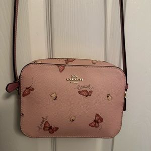 Coach Pink Butterflies + Yellow Flowers Mini Camera Bag NWT!